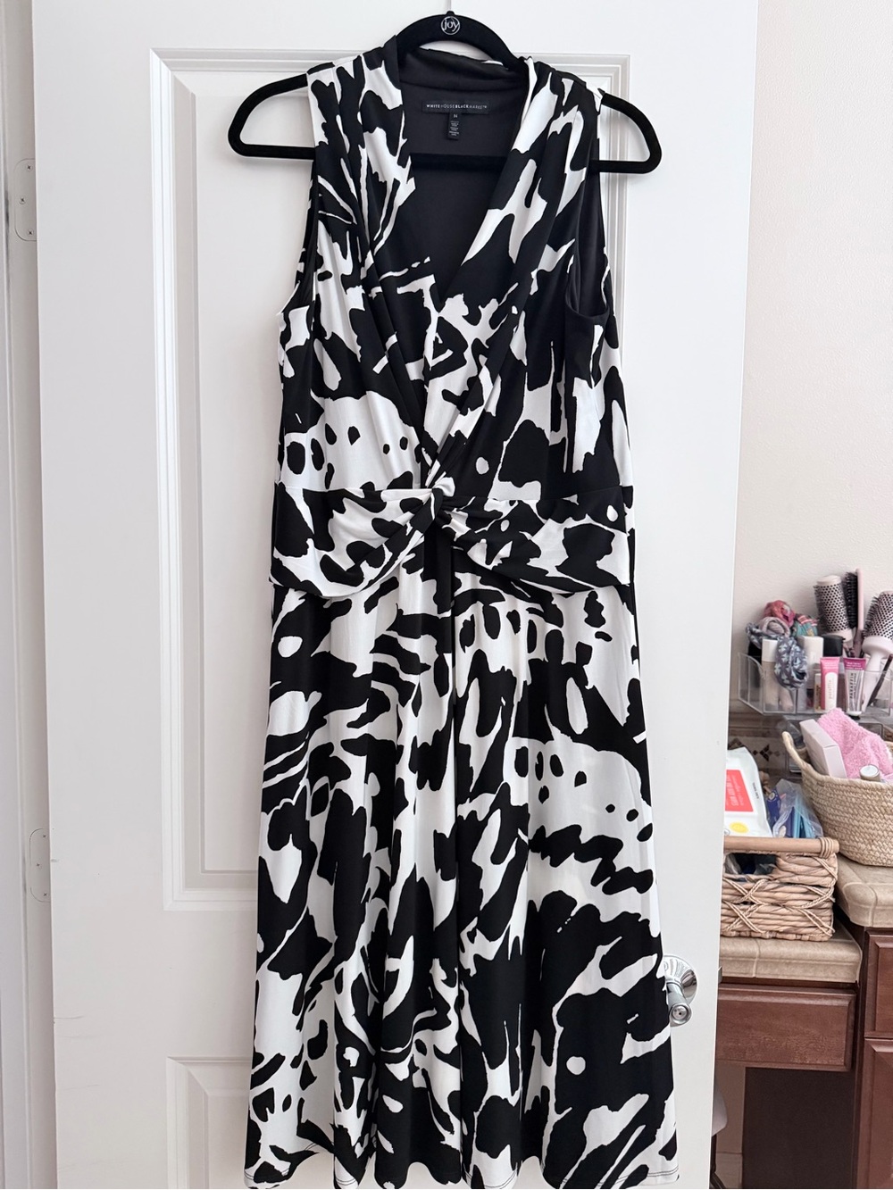 White House Black Market Black & White Twist-Front Midi Dress